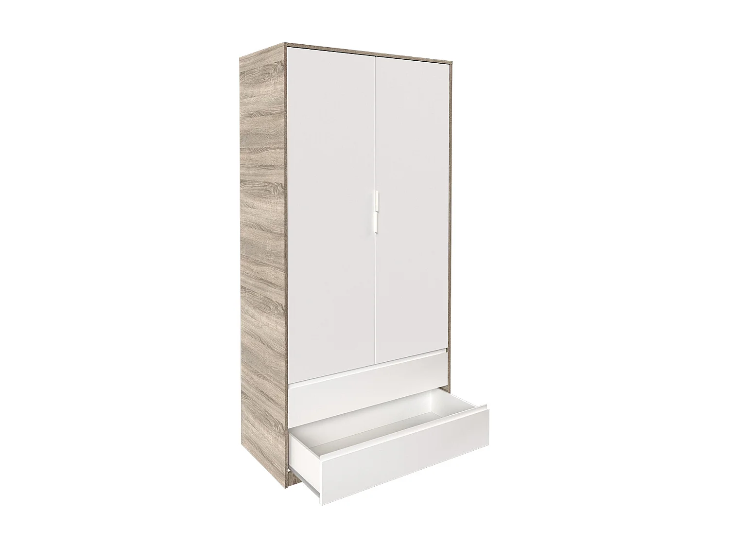 Armoire placard / meuble de rangement coloris chêne cortez / blanc - Longueur 100 x Hauteur 200 x Profondeur 50 cm