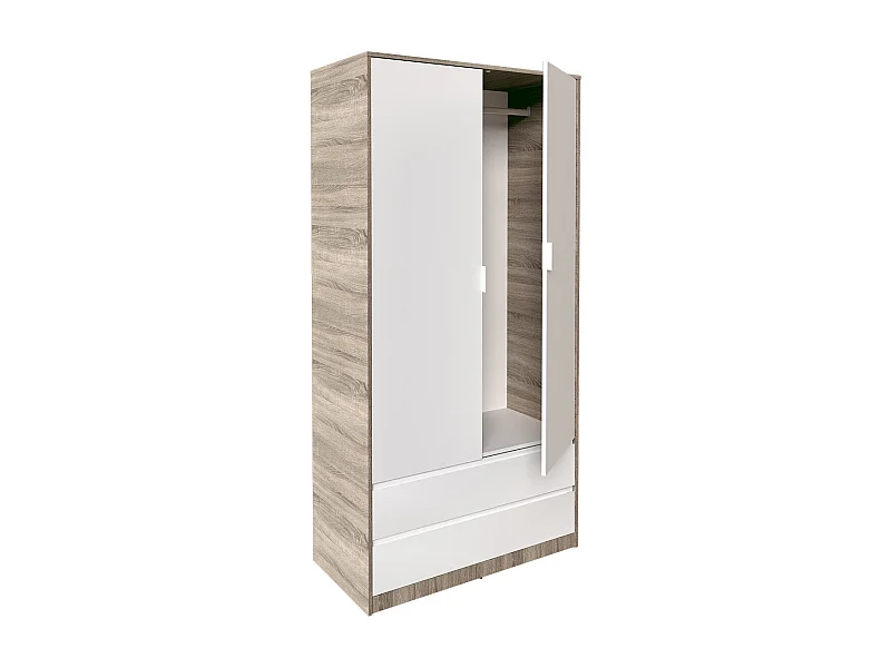 Armoire placard / meuble de rangement coloris chêne cortez / blanc - Longueur 100 x Hauteur 200 x Profondeur 50 cm