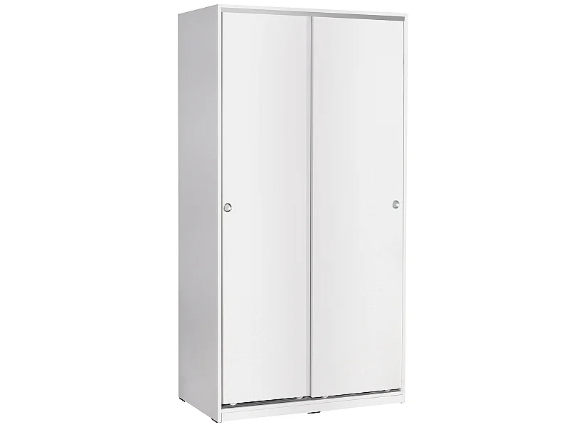 Armoire / placard de rangement de 2 portes coulissantes coloris Blanc - longueur 94 x profondeur 52 x hauteur 182 cm