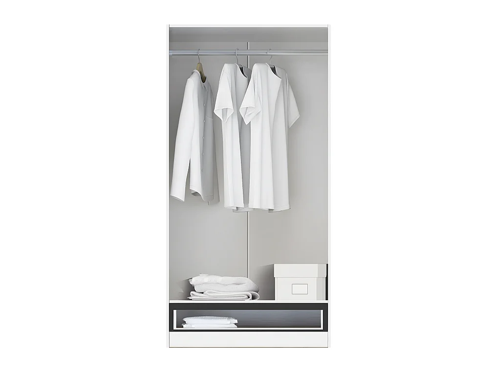 Armoire / placard de rangement de 2 portes + 1 tiroir coloris blanc / Chêne Cambrian - longueur 102 x profondeur 51 x hauteur 200 cm