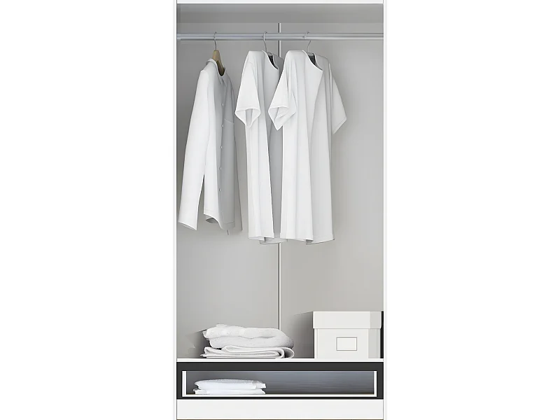 Armoire / placard de rangement de 2 portes + 1 tiroir coloris blanc / Chêne Cambrian - longueur 102 x profondeur 51 x hauteur 200 cm