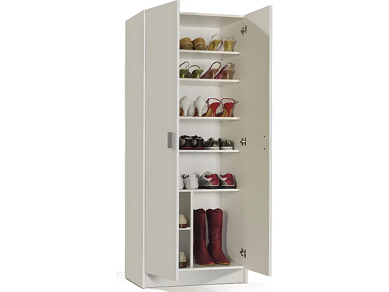 Armoire avec 2 portes et étagères, coloris blanche, 180 x 58,5 x 37 cm