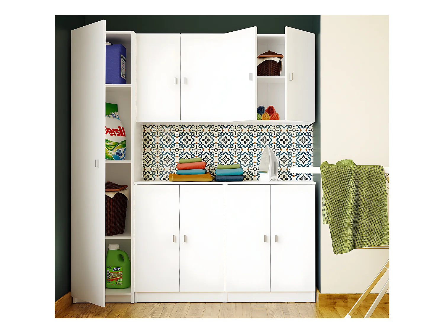 Armoire polyvalente coloris blanc - Hauteur 180 x Longueur 40 x Profondeur 35.6 cm