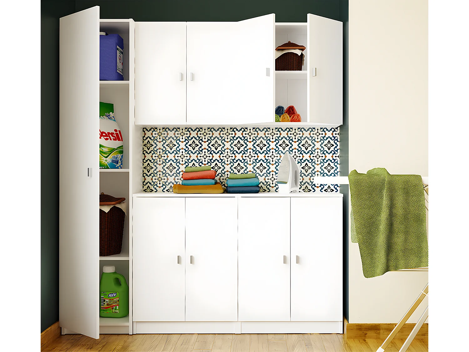 Armoire polyvalente coloris blanc - Hauteur 180 x Longueur 40 x Profondeur 35.6 cm