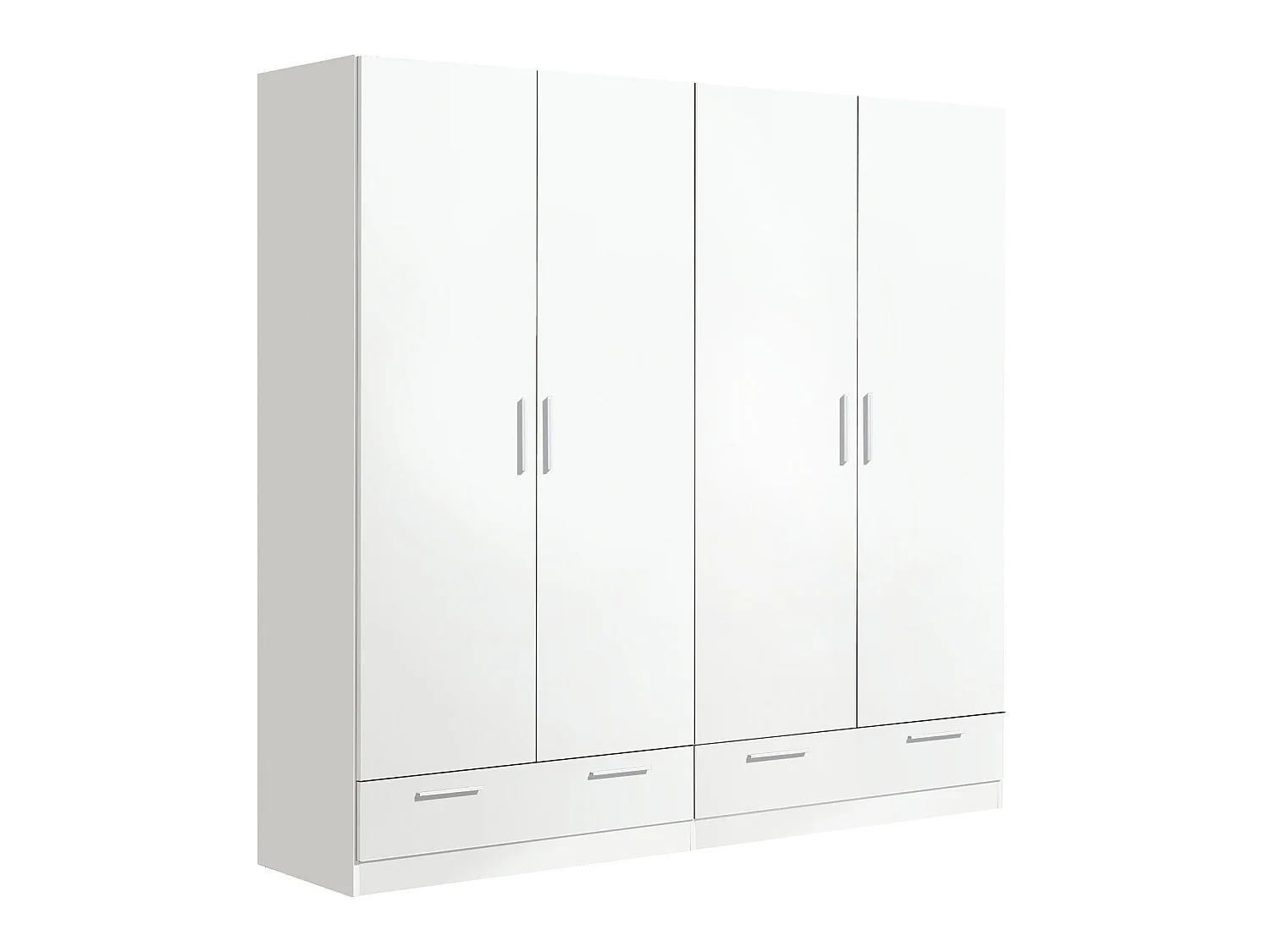 Armoire / placard de rangement de 4 portes + 2 tiroirs coloris blanc - longueur 202 x profondeur 51 x hauteur 200 cm