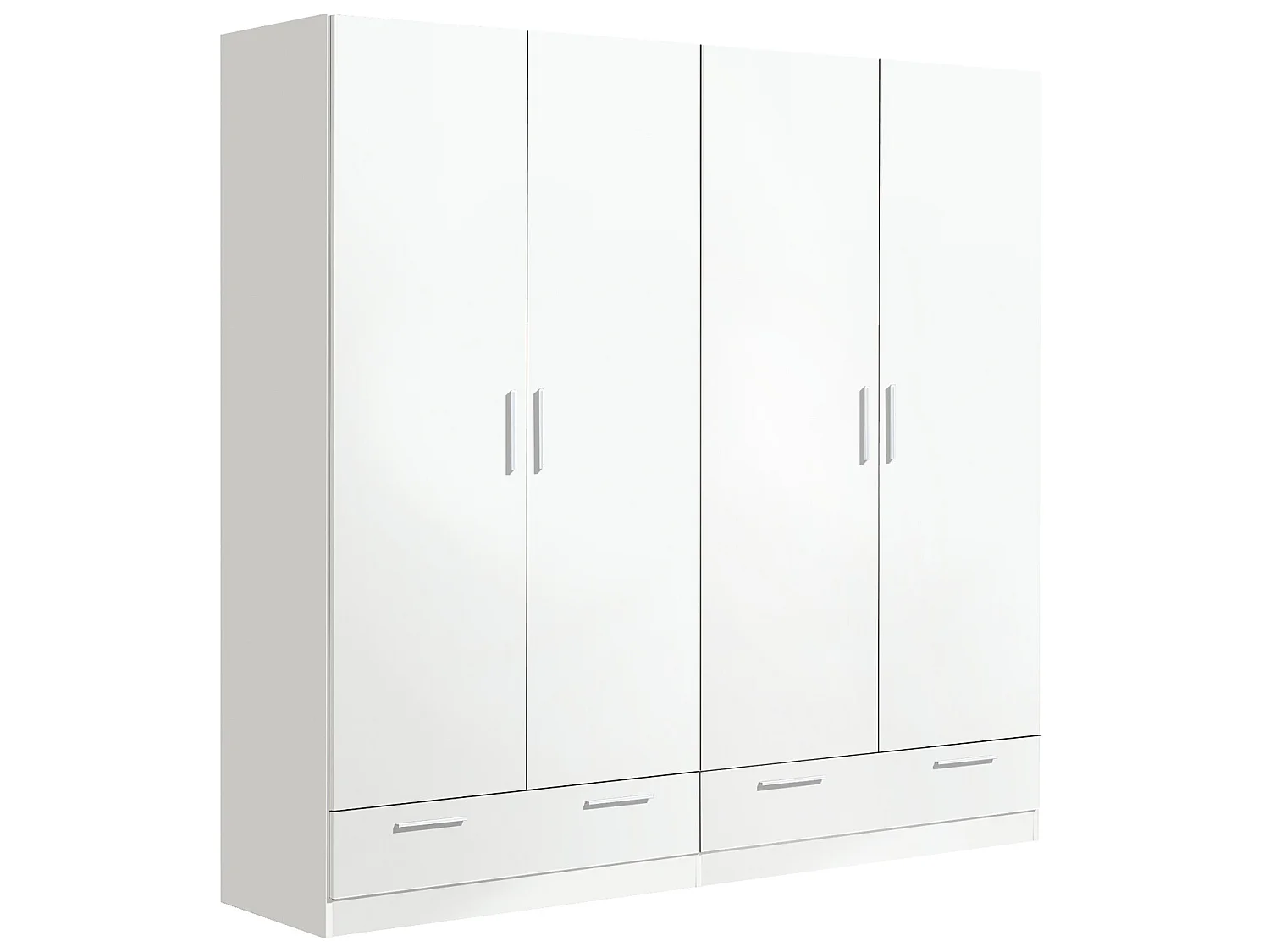 Armoire / placard de rangement de 4 portes + 2 tiroirs coloris blanc - longueur 202 x profondeur 51 x hauteur 200 cm