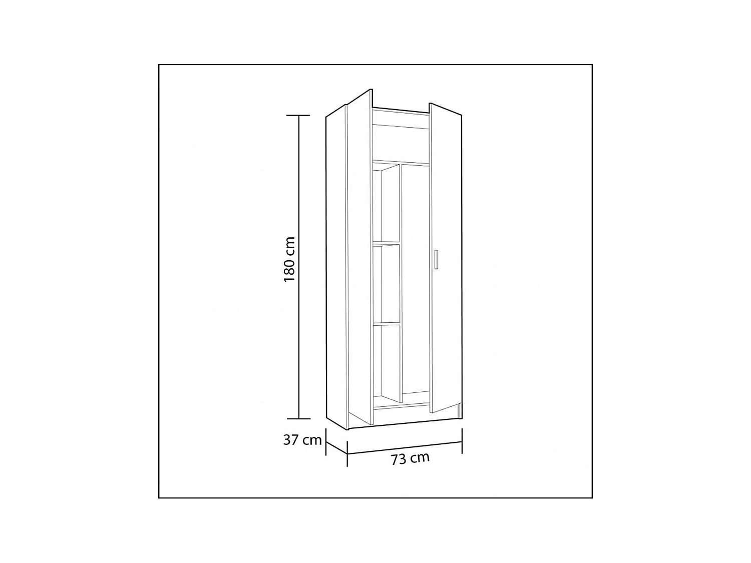 Armoire rangement nettoyage 2 portes en mélamine coloris blanc - Dim : H180 x L73 x P37 cm