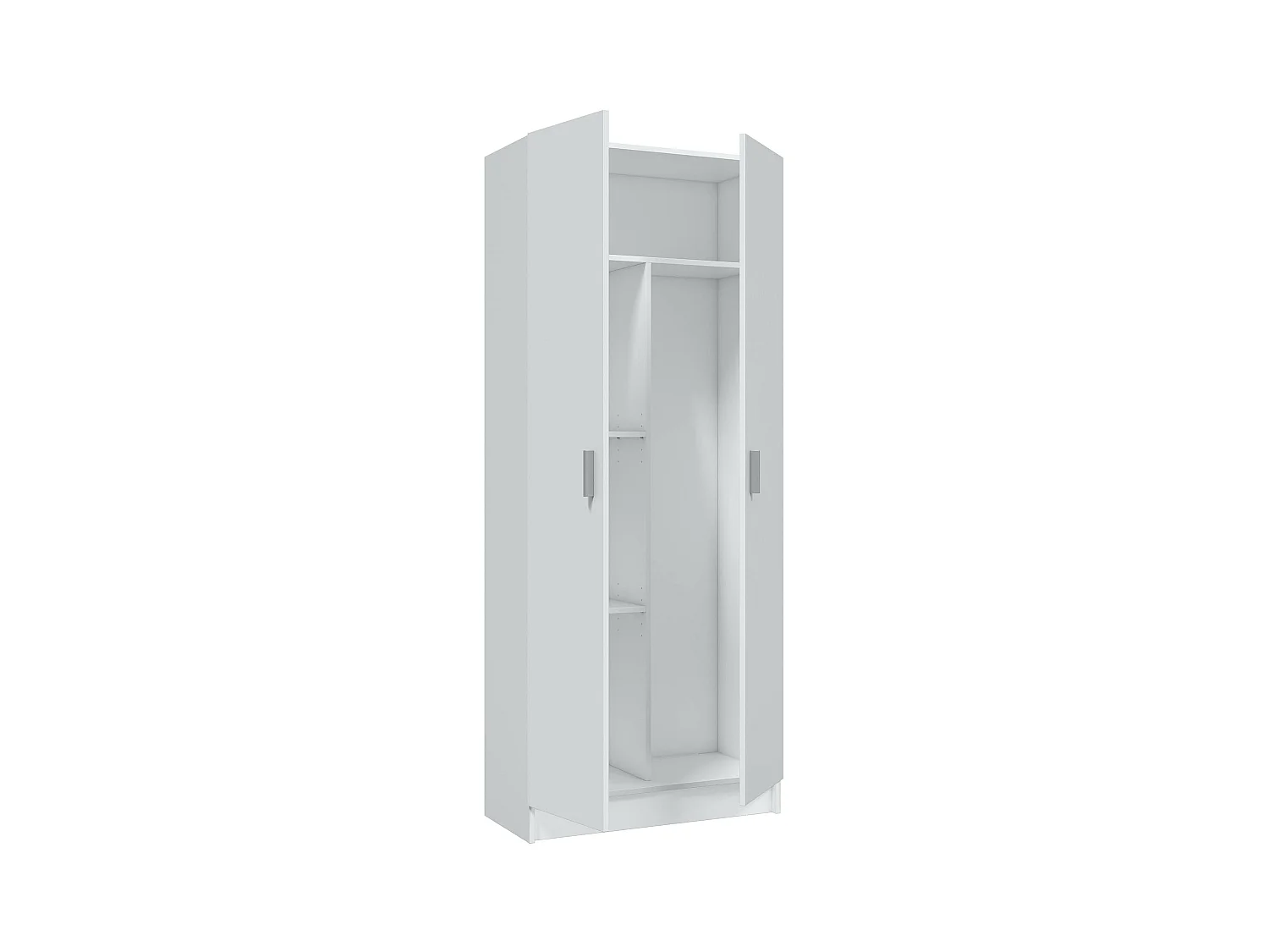 Armoire rangement nettoyage 2 portes en mélamine coloris blanc - Dim : H180 x L73 x P37 cm