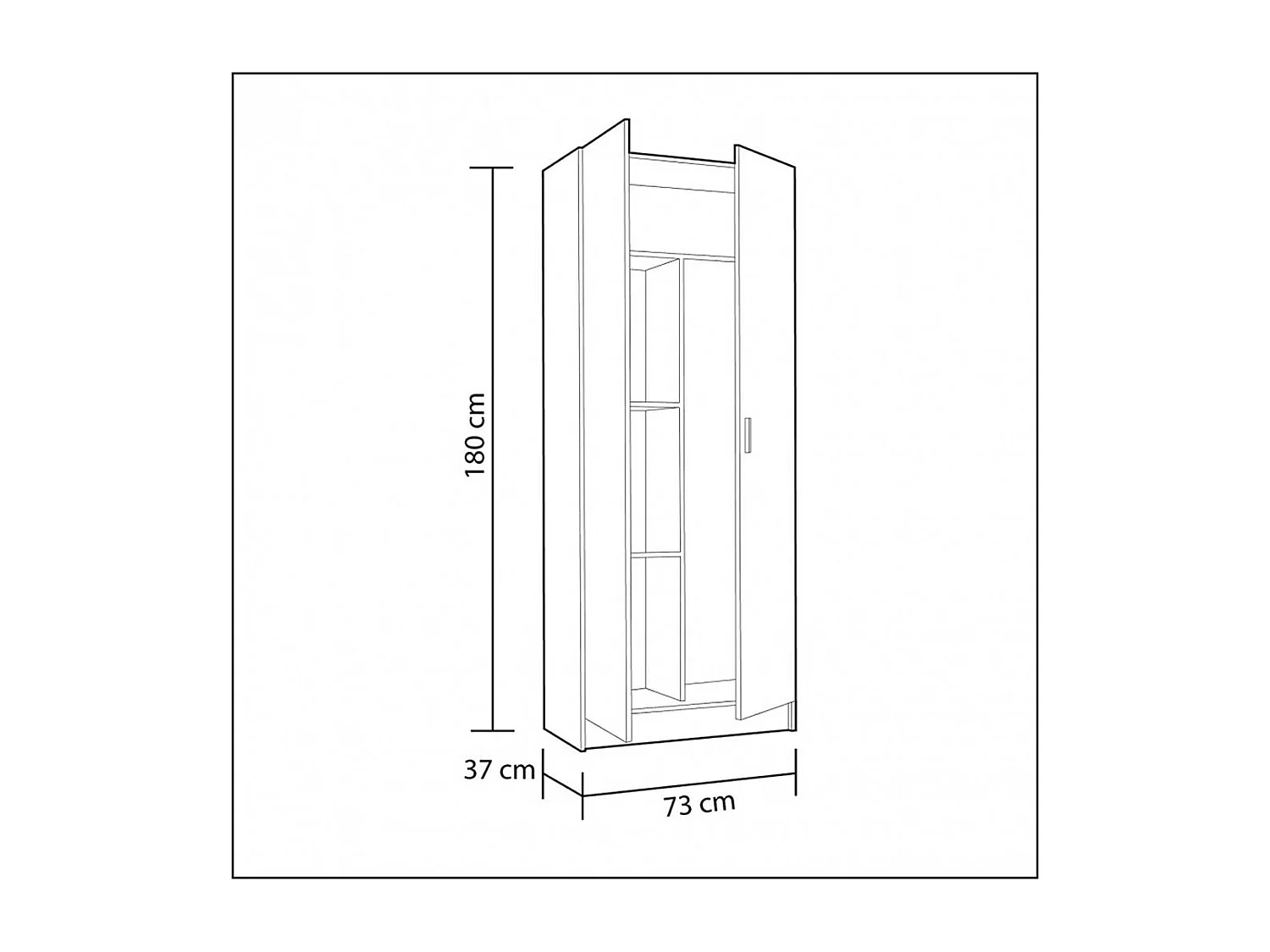 Armoire rangement nettoyage 2 portes en mélamine coloris blanc - Dim : H180 x L73 x P37 cm