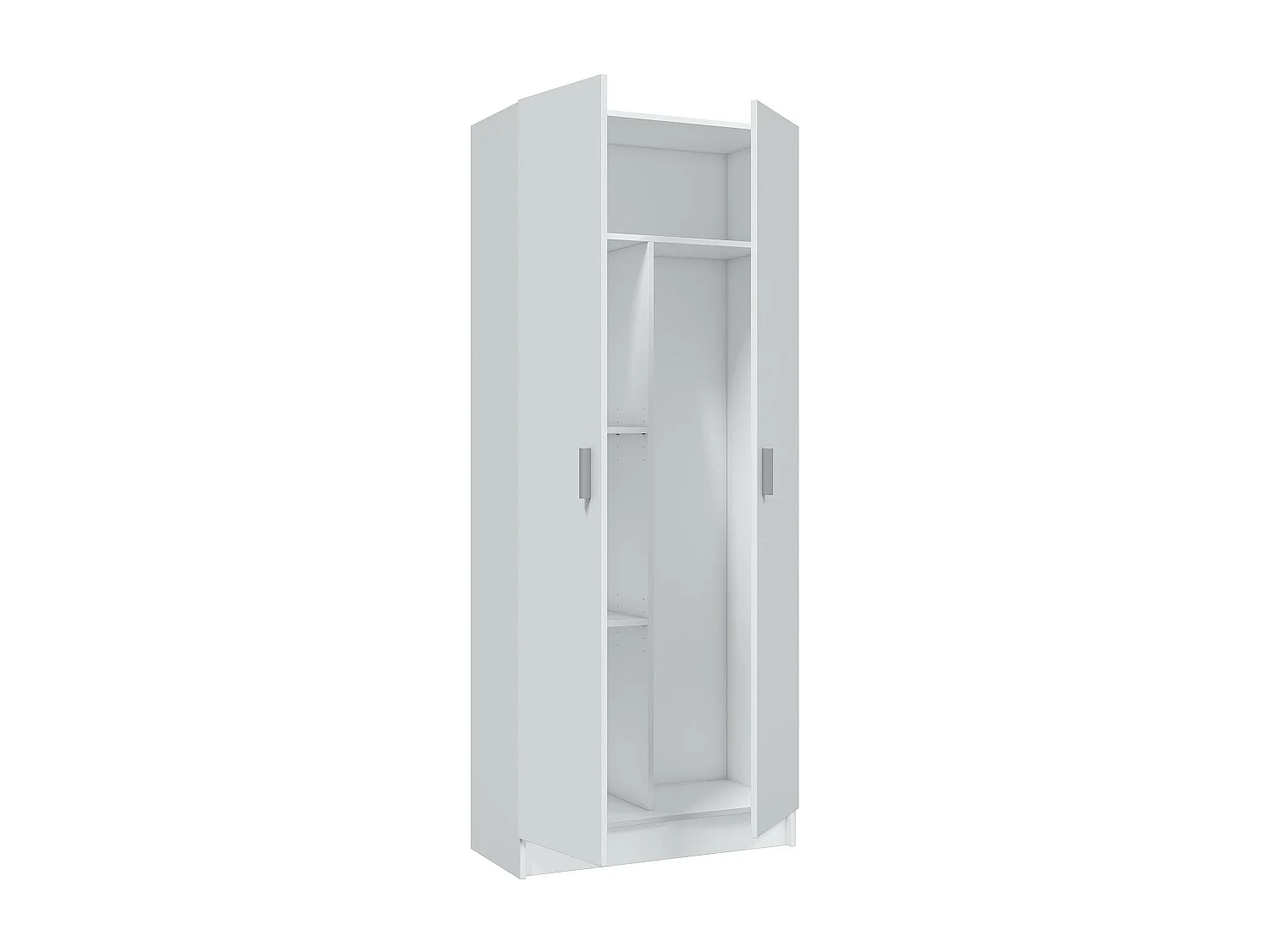 Armoire rangement nettoyage 2 portes en mélamine coloris blanc - Dim : H180 x L73 x P37 cm