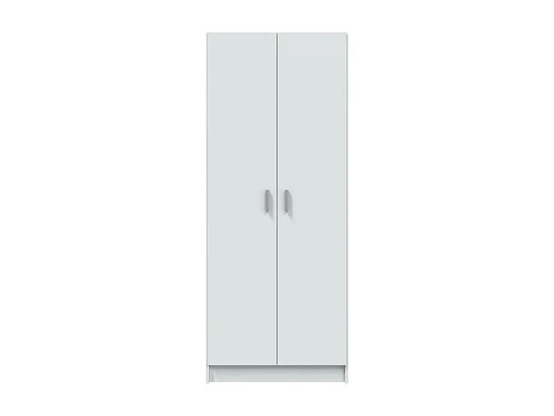 Armoire rangement nettoyage 2 portes en mélamine coloris blanc - Dim : H180 x L73 x P37 cm