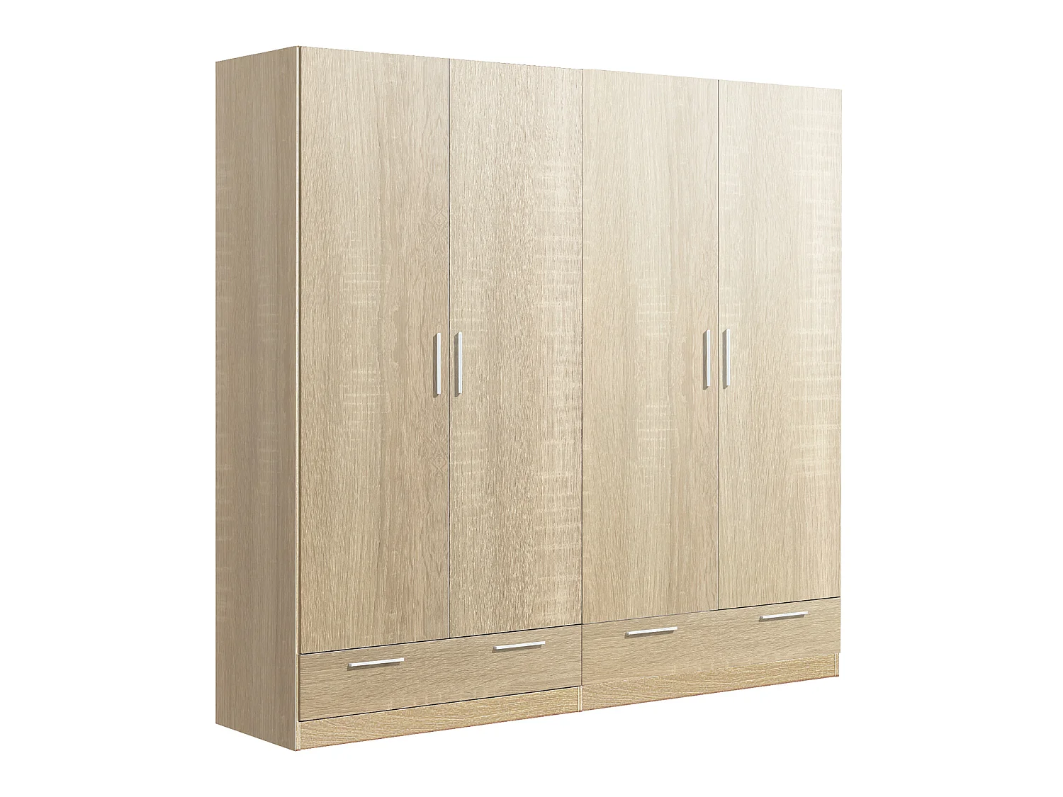 Armoire / placard de rangement de 4 portes + 2 tiroirs coloris Chêne Cambrian - longueur 202 x profondeur 51 x hauteur 200 cm
