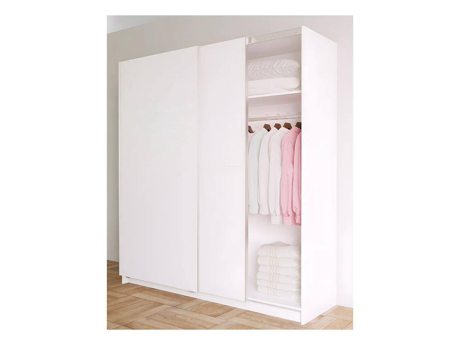 Armoire placard / meuble de rangement coloris blanc - Hauteur 200 x Longueur 180 x Profondeur 60 cm