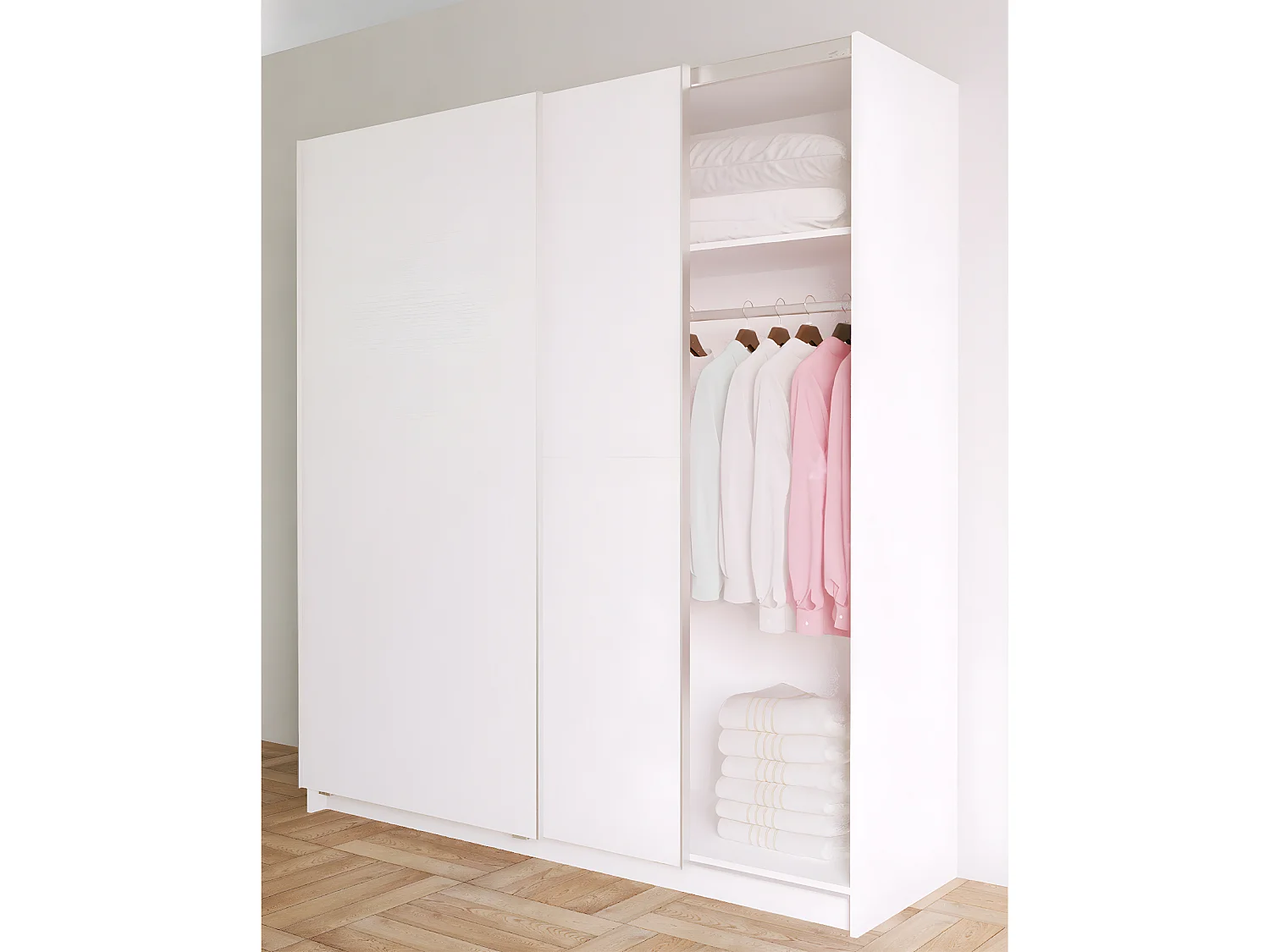 Armoire placard / meuble de rangement coloris blanc - Hauteur 200 x Longueur 180 x Profondeur 60 cm
