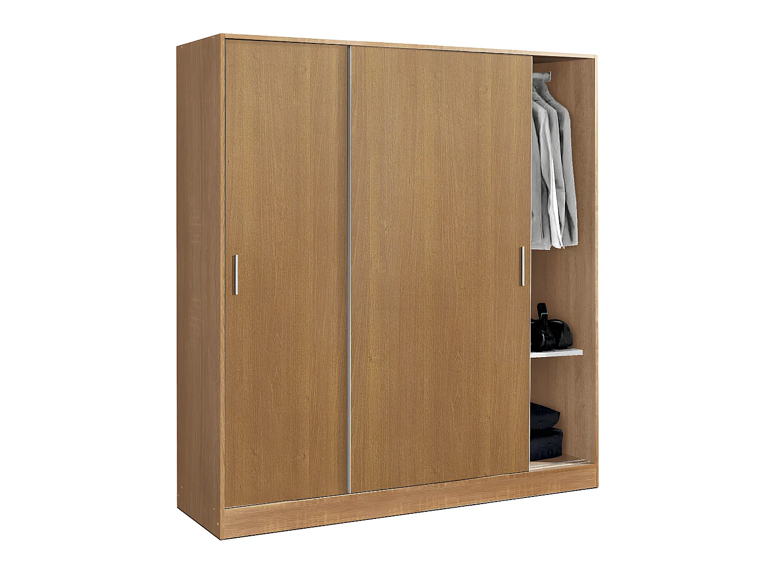 Armoire / placard de rangement de 2 portes coulissantes coloris Merisier - longueur 182 x profondeur 56 x hauteur 200 cm