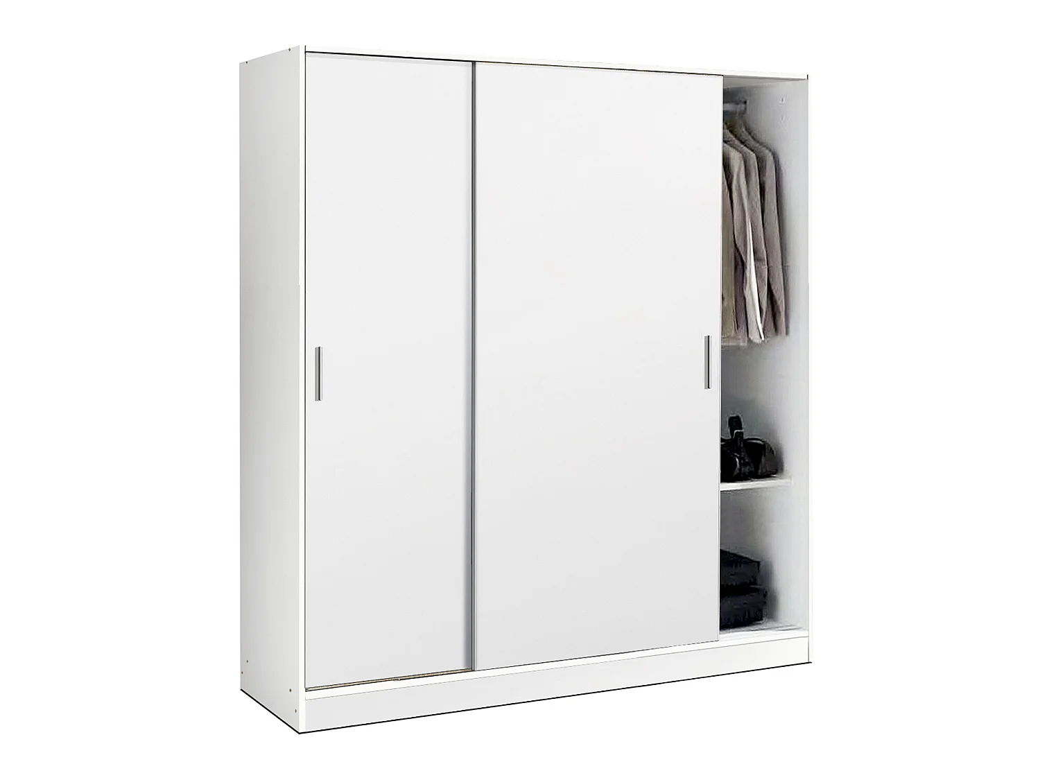 Armoire / placard de rangement de 2 portes coulissantes coloris Blanc - longueur 182 x profondeur 56 x hauteur 200 cm