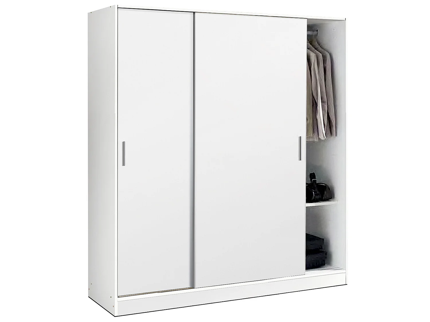 Armoire / placard de rangement de 2 portes coulissantes coloris Blanc - longueur 182 x profondeur 56 x hauteur 200 cm