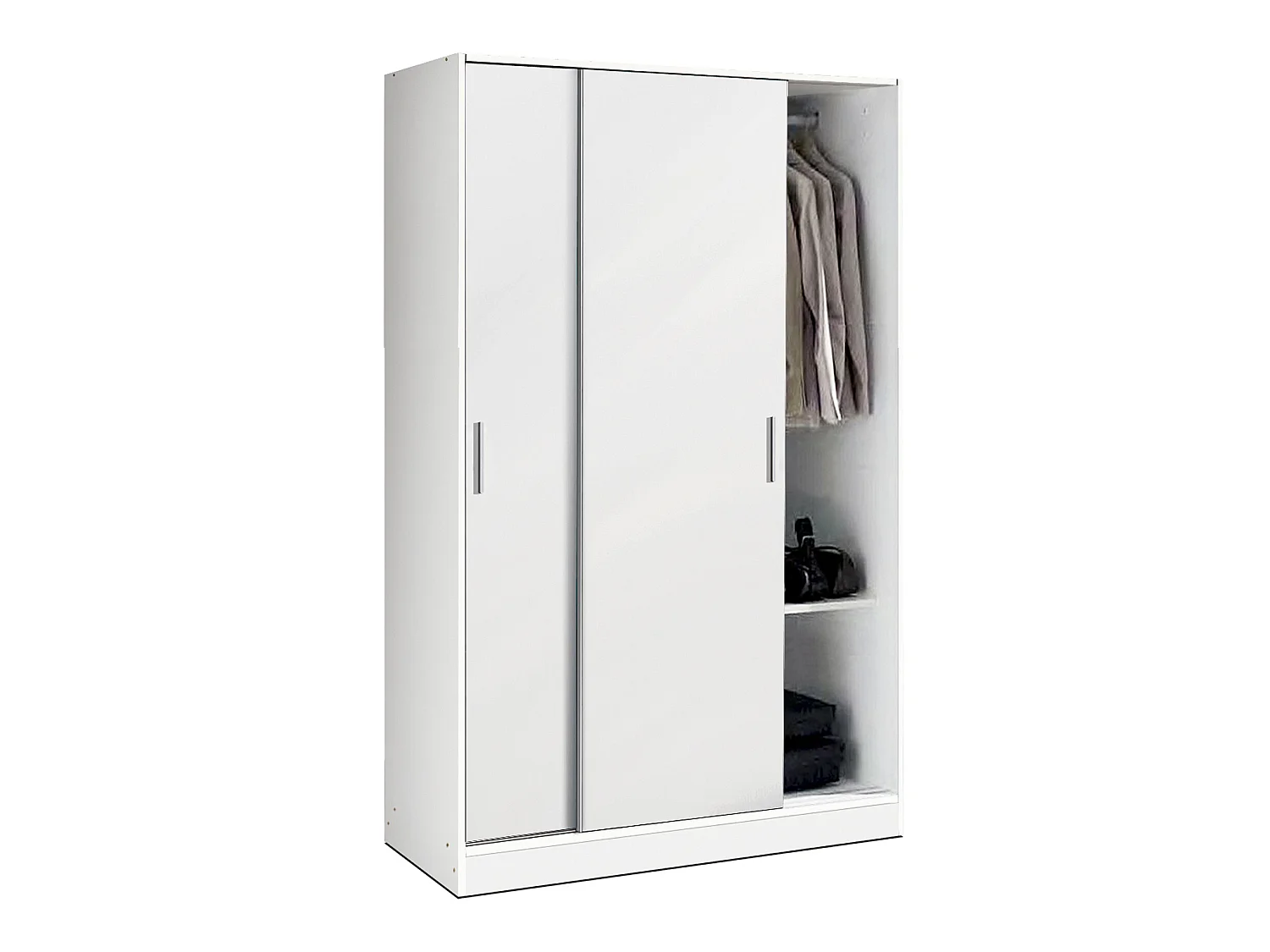 Armoire / placard de rangement de 2 portes coulissantes coloris blanc - longueur 122 x profondeur 56 x hauteur 200 cm