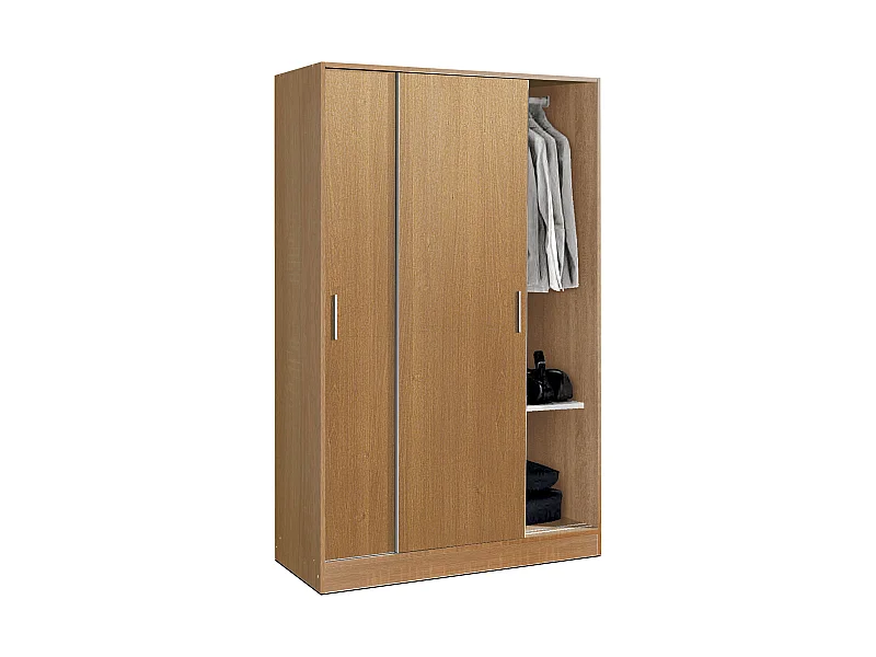 Armoire / placard de rangement de 2 portes coulissantes coloris Merisier - longueur 122 x profondeur 56 x hauteur 200 cm