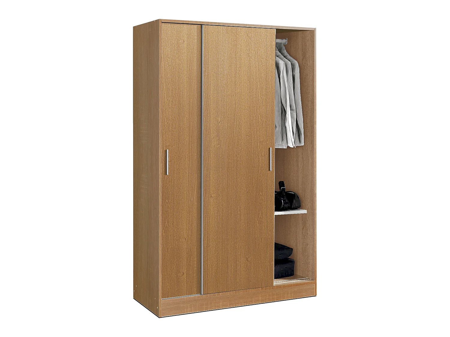 Armoire / placard de rangement de 2 portes coulissantes coloris Merisier - longueur 122 x profondeur 56 x hauteur 200 cm