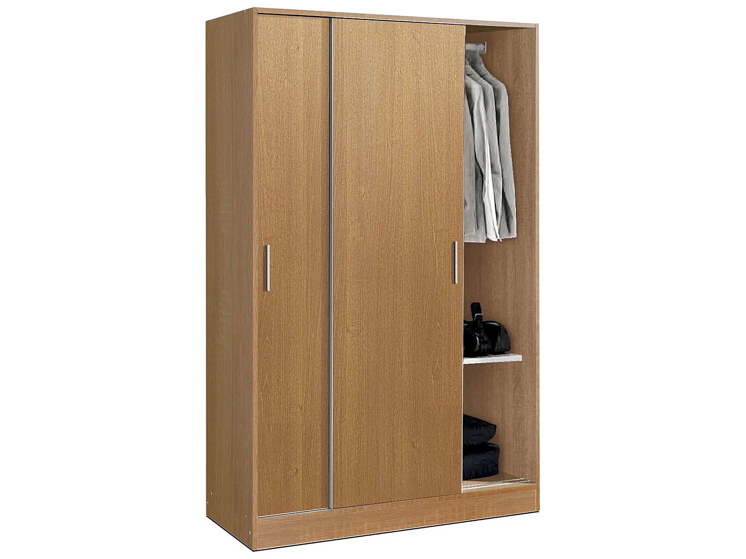 Armoire / placard de rangement de 2 portes coulissantes coloris Merisier - longueur 122 x profondeur 56 x hauteur 200 cm