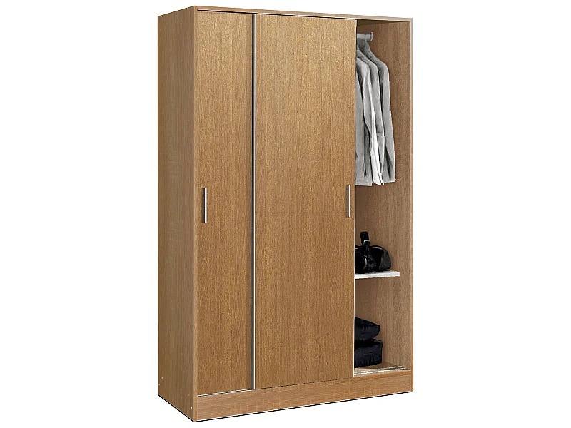 Armoire / placard de rangement de 2 portes coulissantes coloris Merisier - longueur 122 x profondeur 56 x hauteur 200 cm