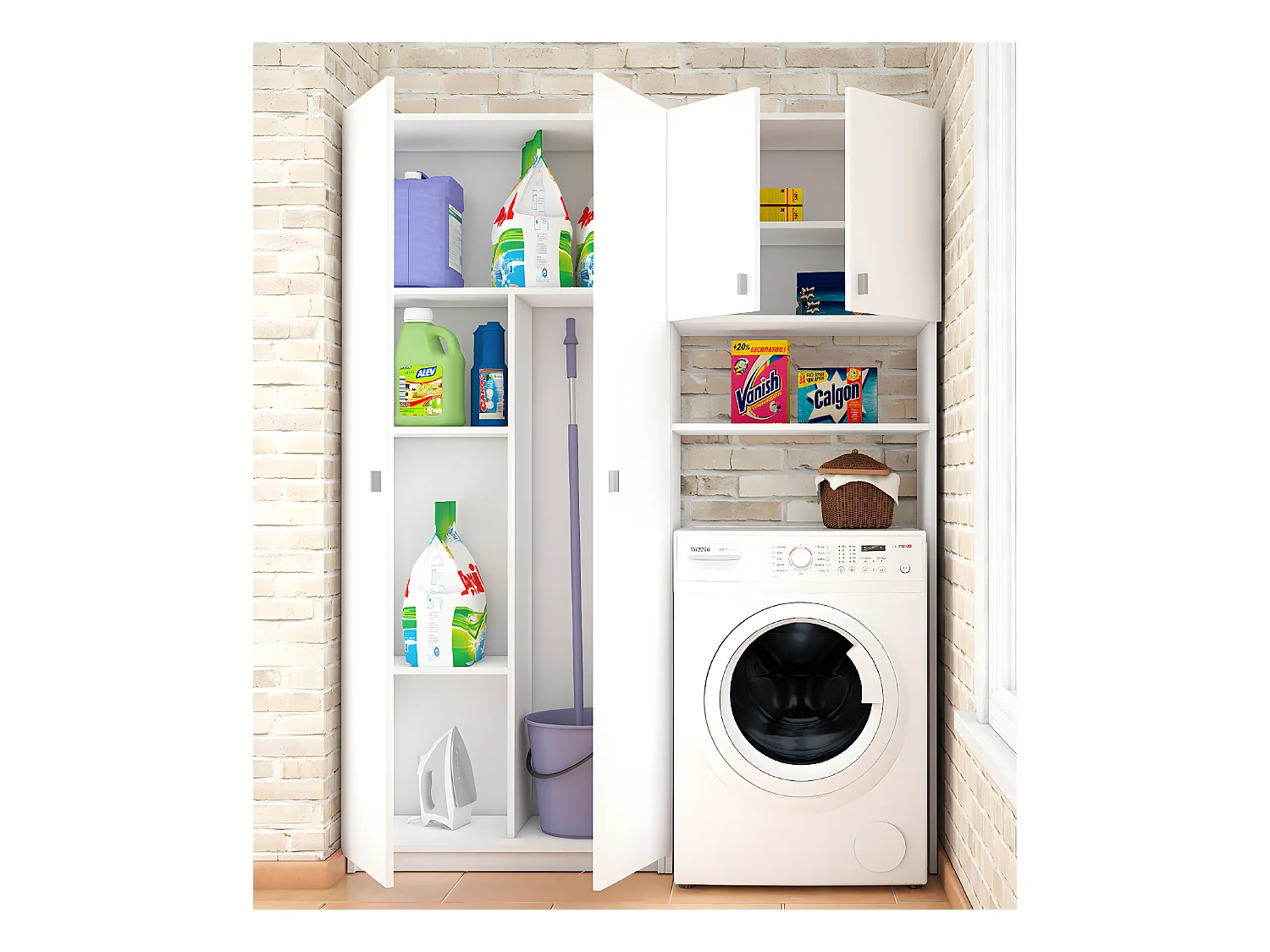 Armoire polyvalente coloris blanc - Hauteur 180 x Longueur 60 x Profondeur 35.6 cm