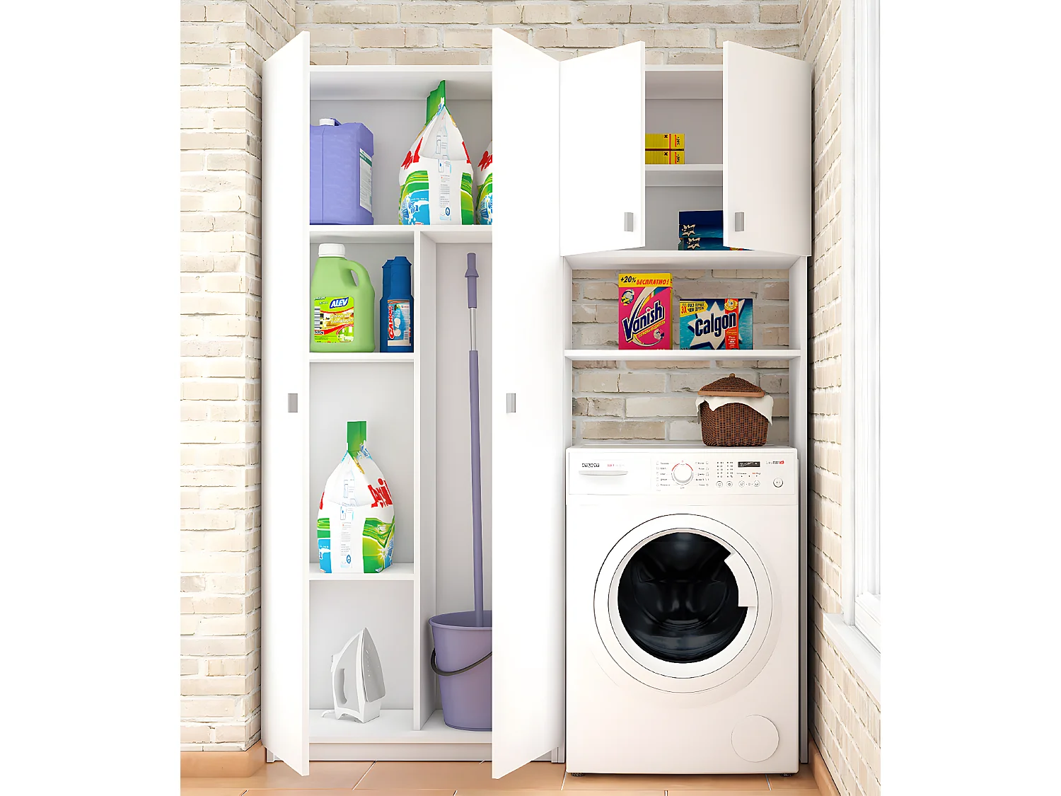 Armoire polyvalente coloris blanc - Hauteur 180 x Longueur 60 x Profondeur 35.6 cm