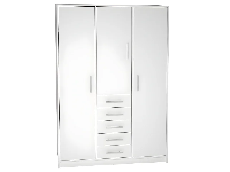 Armoire placard / meuble de rangement coloris blanc - Hauteur 200 x Longueur 130 x Profondeur 50 cm