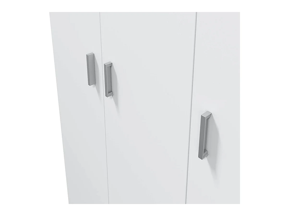 Armoire rangement nettoyage 3 portes en mélamine coloris blanc - Dim : H180 x L108,8 x P37 cm