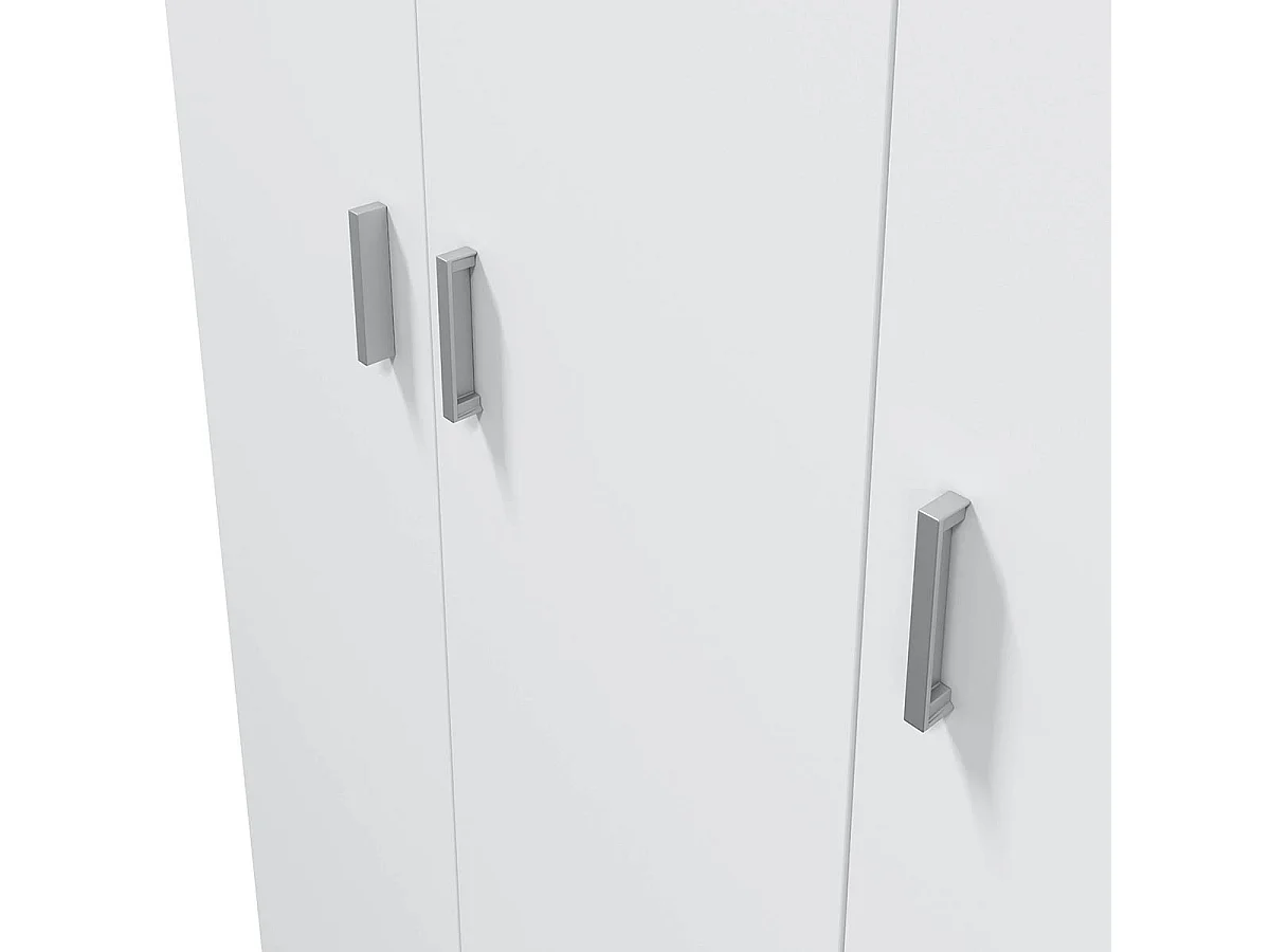 Armoire rangement nettoyage 3 portes en mélamine coloris blanc - Dim : H180 x L108,8 x P37 cm