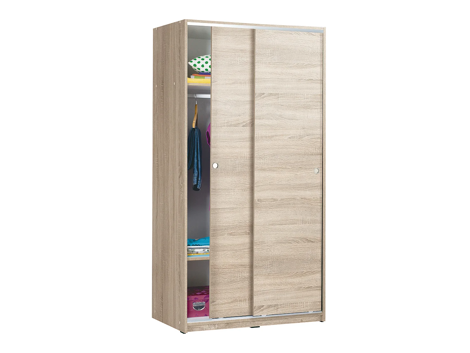 Armoire / placard de rangement de 2 portes coulissantes coloris Chêne Cambrian - longueur 94 x profondeur 52 x hauteur 182 cm