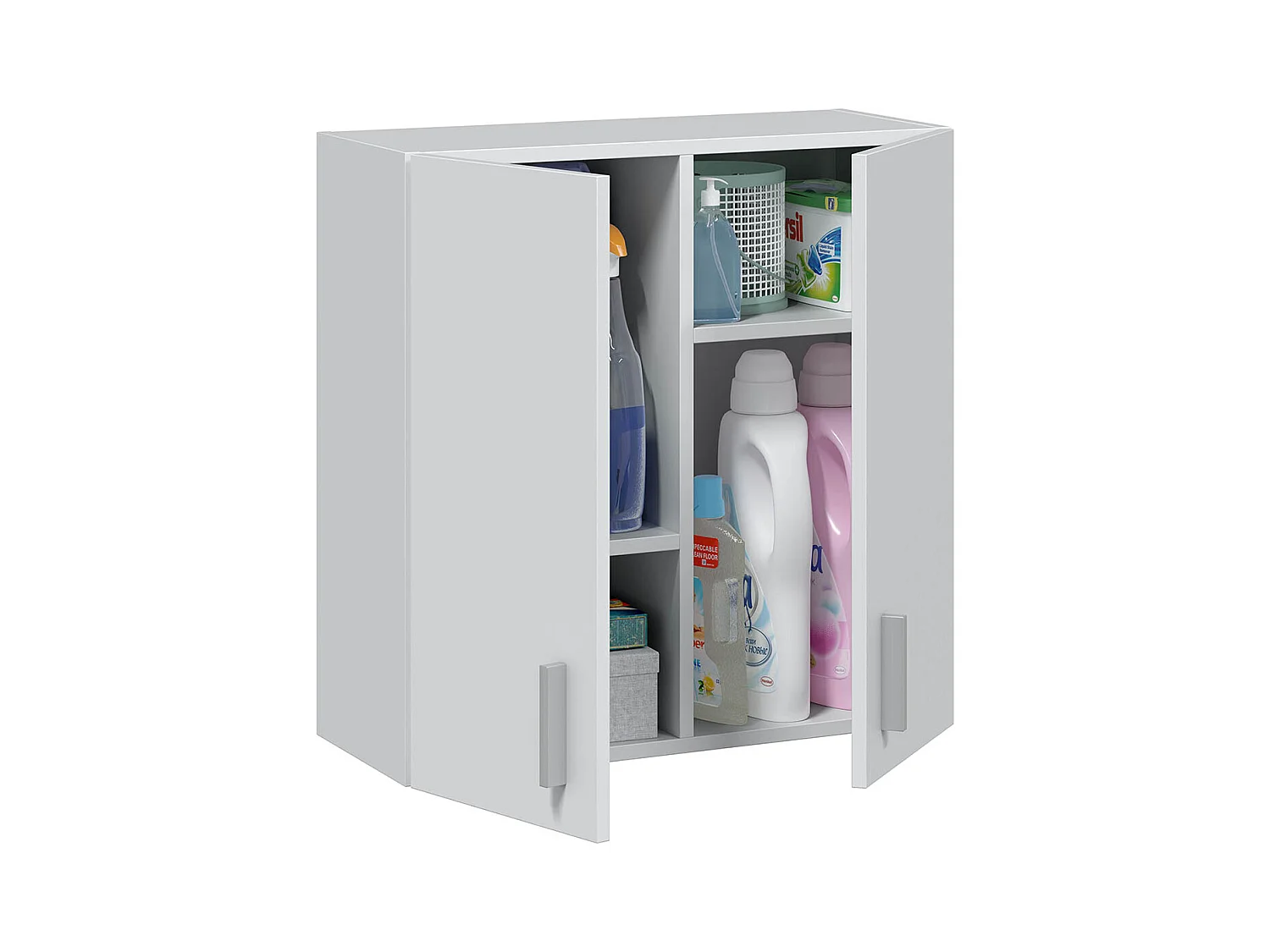 Armoire de rangement suspendue avec 2 portes coloris blanc - H60 x L59 x P26.5 cm