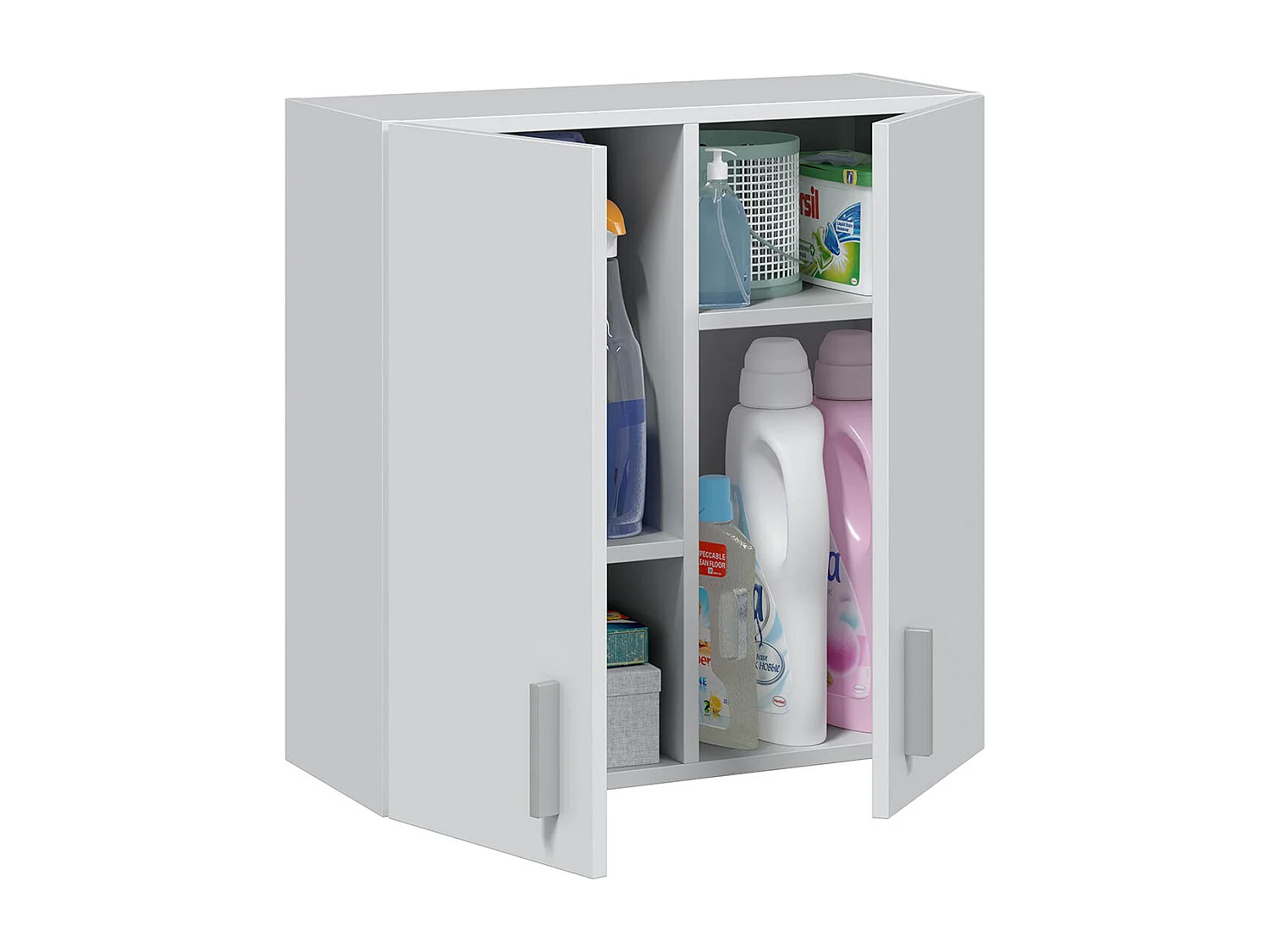 Armoire de rangement suspendue avec 2 portes coloris blanc - H60 x L59 x P26.5 cm