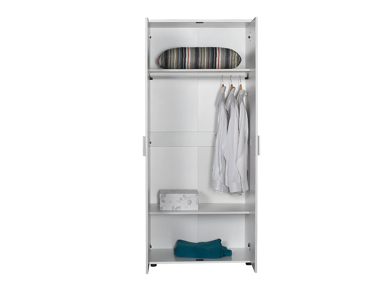 Armoire / placard de rangement de 2 portes coloris blanc - longueur 80 x profondeur 47 x hauteur 187 cm