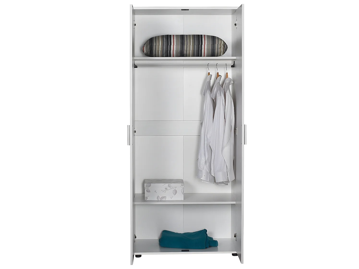 Armoire / placard de rangement de 2 portes coloris blanc - longueur 80 x profondeur 47 x hauteur 187 cm