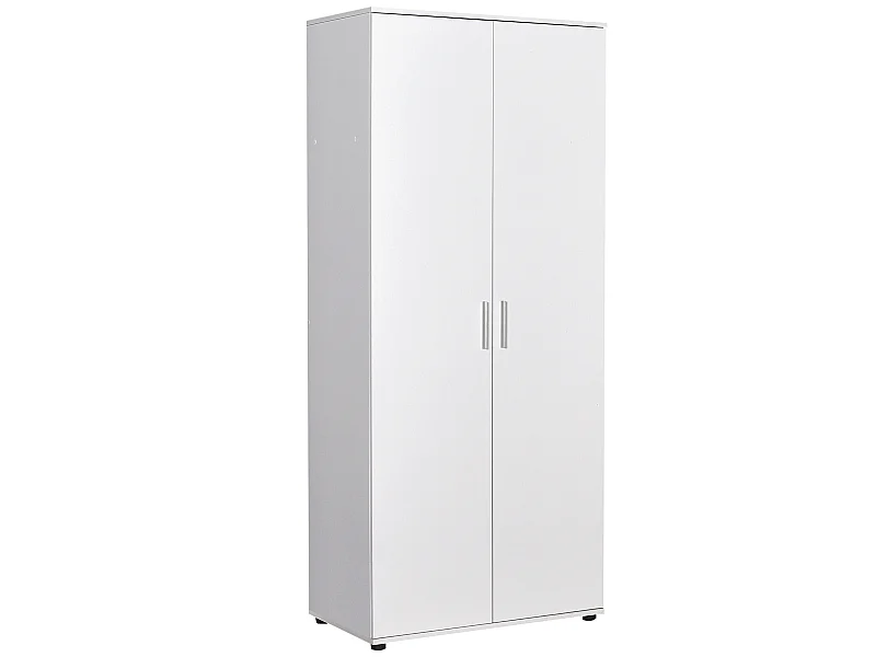 Armoire / placard de rangement de 2 portes coloris blanc - longueur 80 x profondeur 47 x hauteur 187 cm