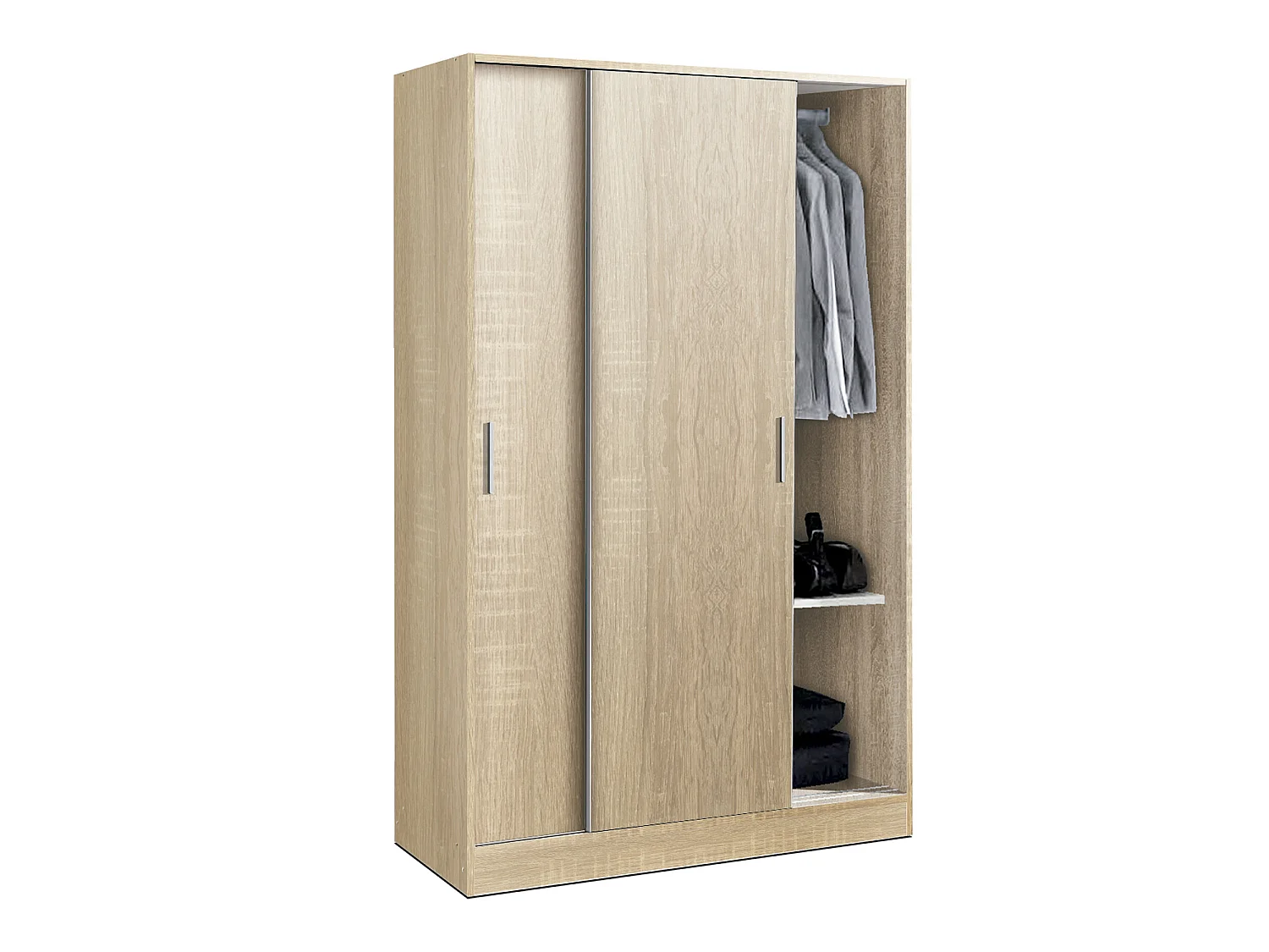 Armoire / placard de rangement de 2 portes coulissantes coloris Chêne Cambrian - longueur 122 x profondeur 56 x hauteur 200 cm