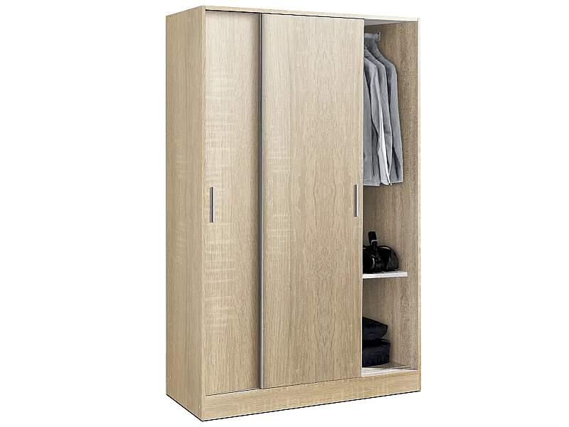 Armoire / placard de rangement de 2 portes coulissantes coloris Chêne Cambrian - longueur 122 x profondeur 56 x hauteur 200 cm
