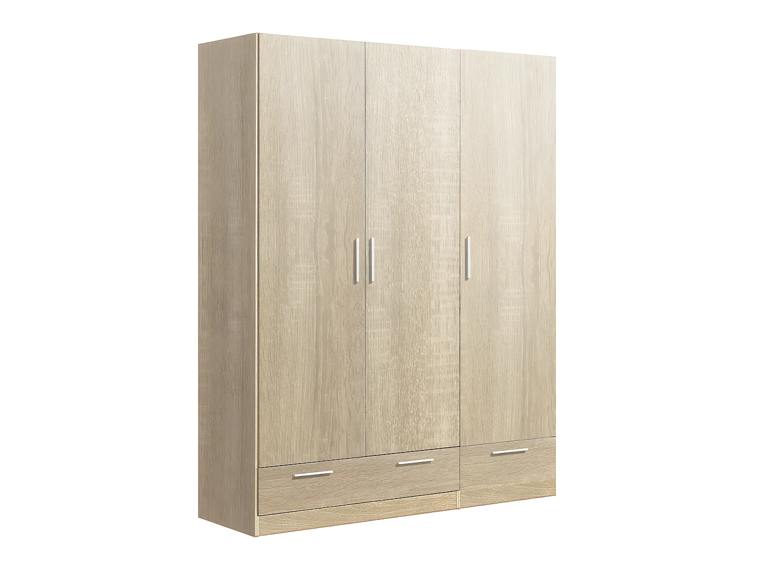 Armoire / placard de rangement de 3 portes + 2 tiroirs coloris Chêne Cambrian - longueur 152 x profondeur 51 x hauteur 200 cm