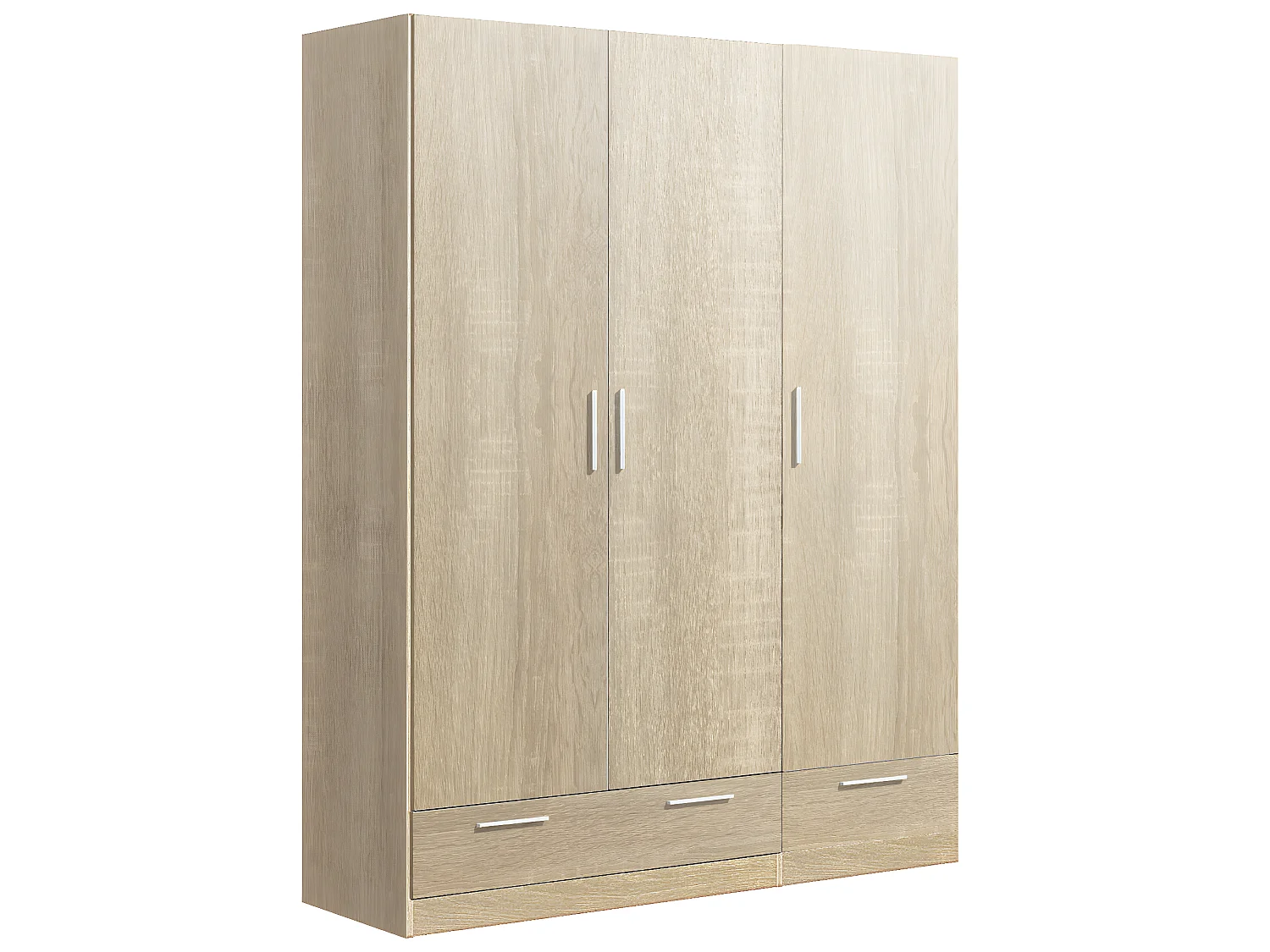 Armoire / placard de rangement de 3 portes + 2 tiroirs coloris Chêne Cambrian - longueur 152 x profondeur 51 x hauteur 200 cm