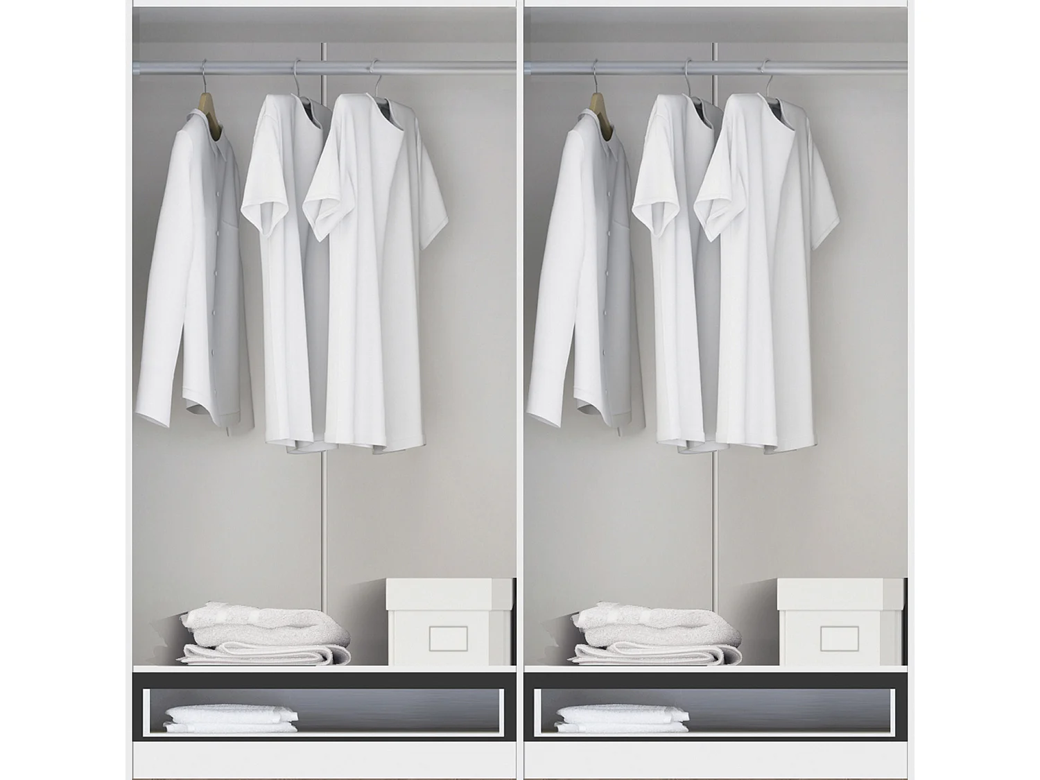 Armoire / placard de rangement de 4 portes + 2 tiroirs coloris Merisier - longueur 202 x profondeur 51 x hauteur 200 cm