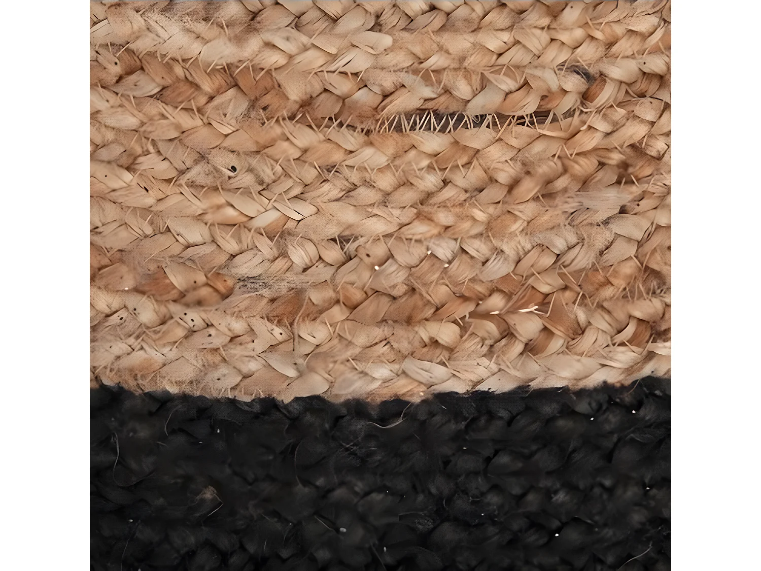Tapis rond en jute naturel et noir - Diamètre : 120 cm
