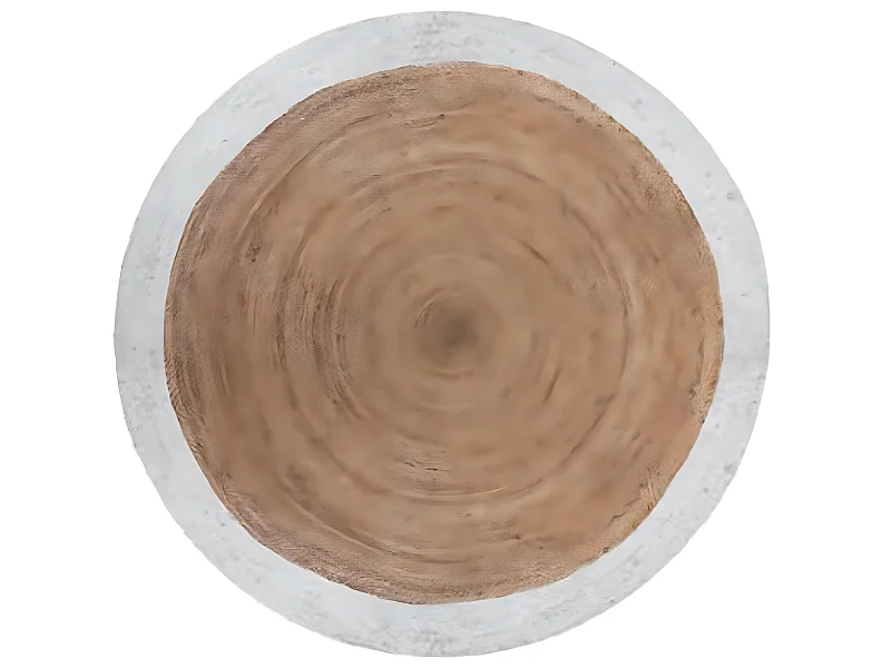 Tapis rond en jute et coton coloris marron/blanc - Diamètre : 120 cm