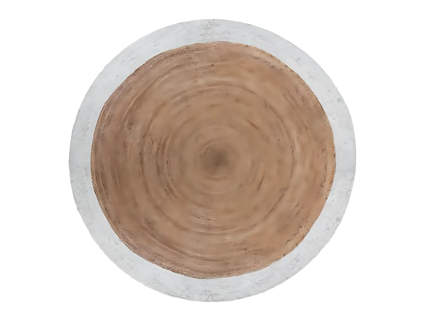 Tapis rond en jute et coton coloris marron/blanc - Diamètre : 120 cm