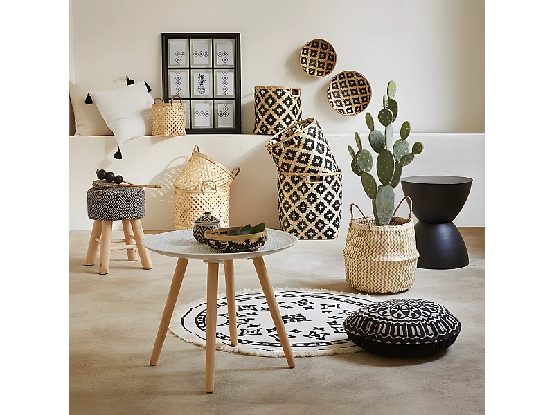 Tapis rond motif ethnique en Coton et polyester - Diam 90 cm