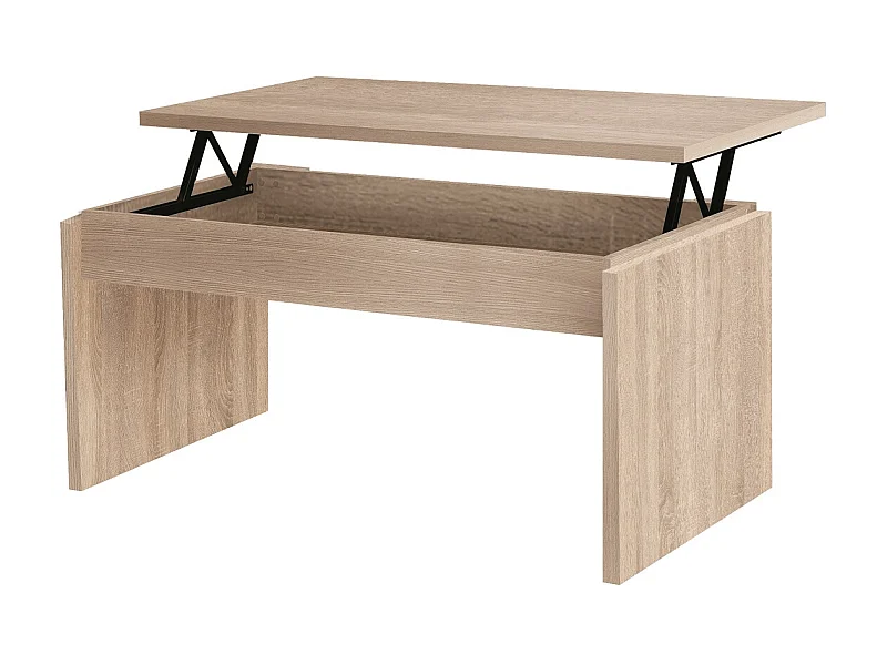 Table basse, table de salon relevable en bois coloris chêne cambrian