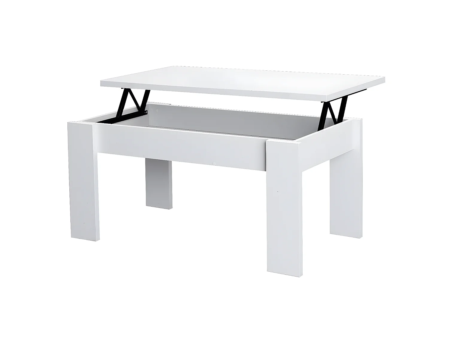Table basse relevable coloris blanc - longueur 105 x profondeur 55 x hauteur 51/63 cm