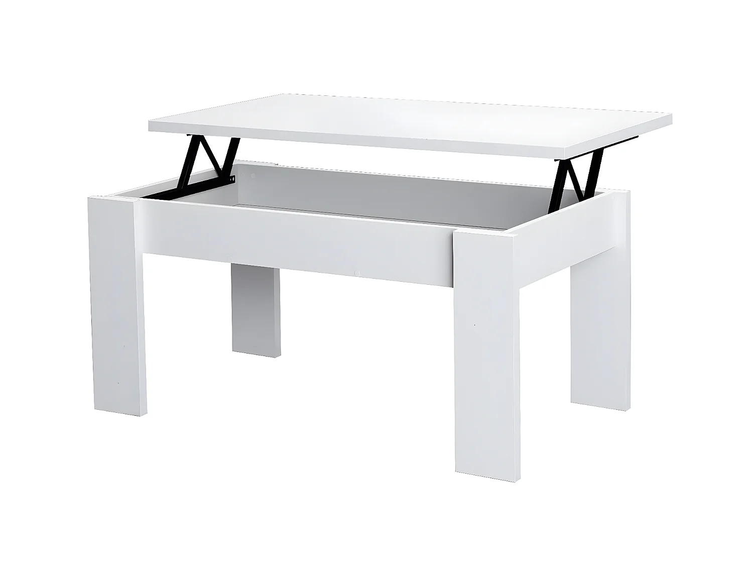 Table basse relevable coloris blanc - longueur 105 x profondeur 55 x hauteur 51/63 cm