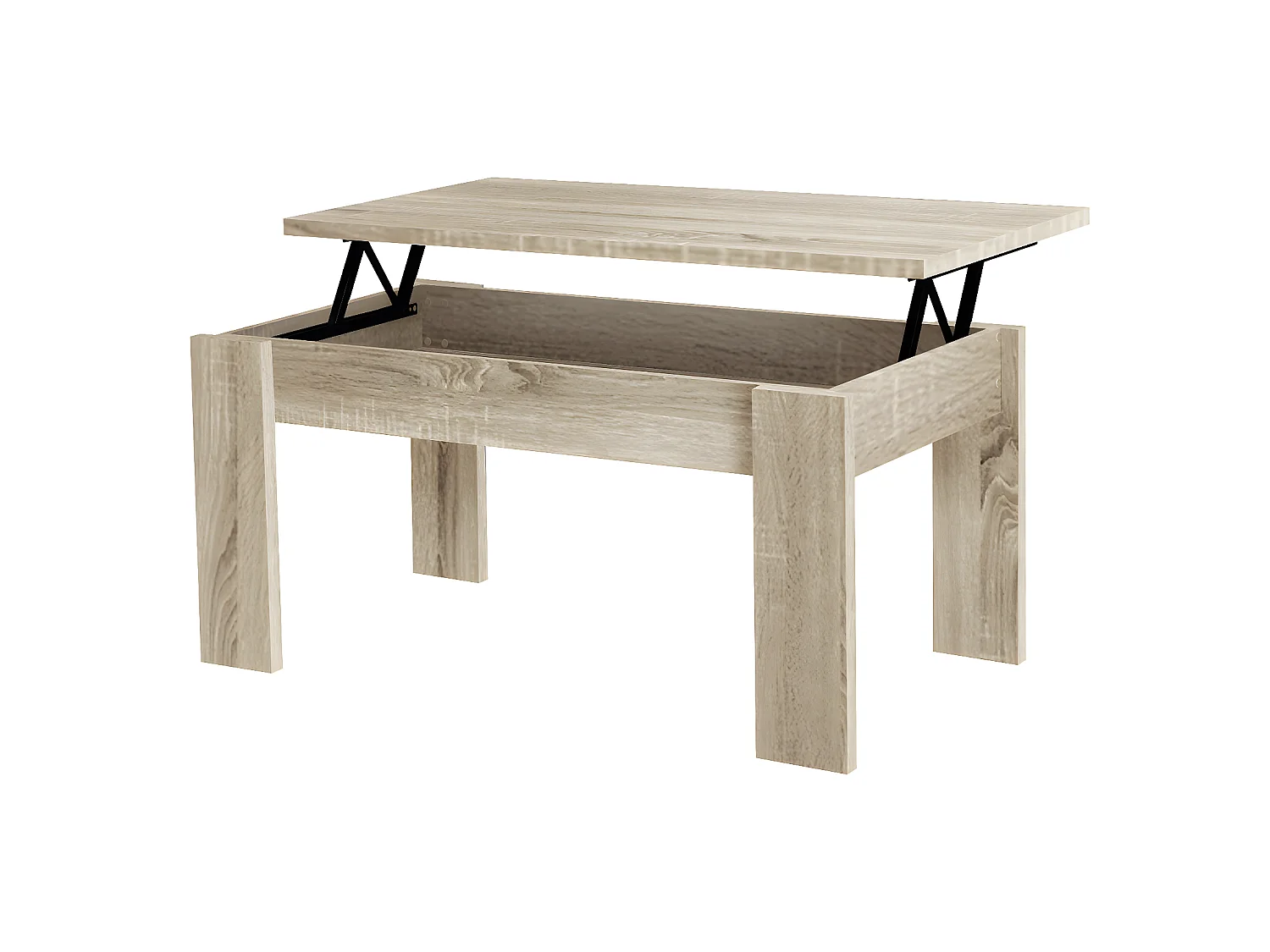 Table basse relevable coloris Chêne Cambrian - longueur 105 x profondeur 55 x hauteur 51/63 cm